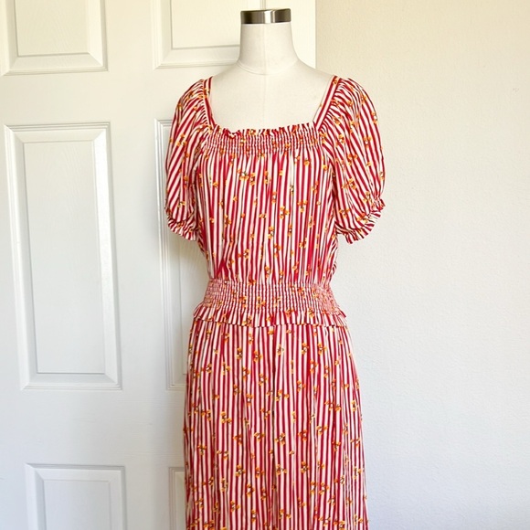 LORETTA CAPONI Stefania gathered printed poplin maxi dress - Picture 6 of 11